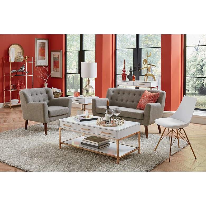 Image 1 Mill Lane Cement Button-Tufted Loveseat in scene