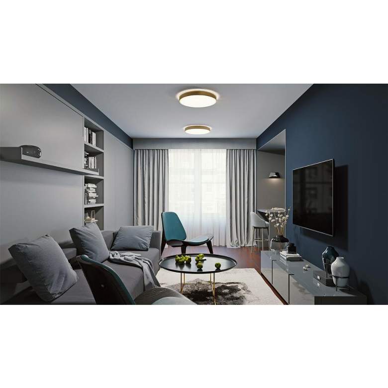 Image 1 AFX Lighting Octavia 12" Wide Modern Round Brass LED Ceiling Light in scene