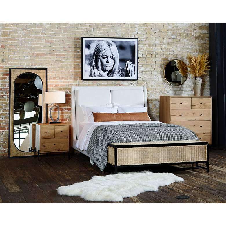 Image 1 Potter Modern Dover Crescent White Parawood Queen Bed in scene
