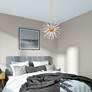 1_Utopia 20" Wide Brass and Crystal 6-Light Starburst Pendant in scene