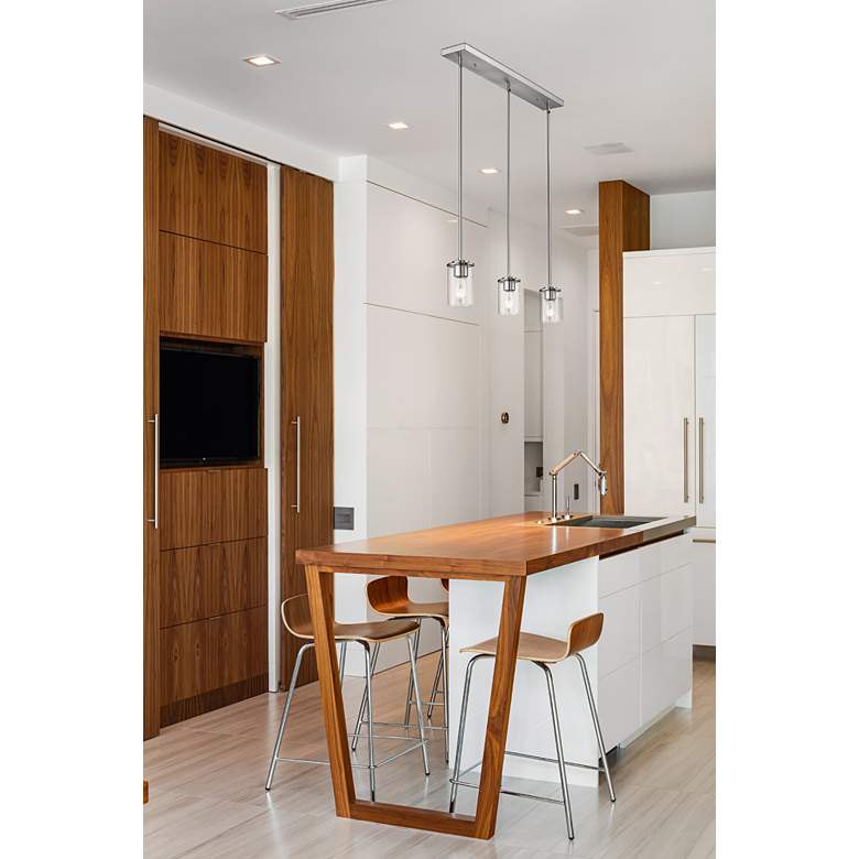 Image 1 Thayer 34" Wide Brushed Nickel 3-Light Pendant in scene