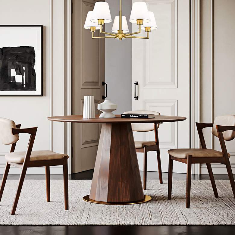 Image 1 Leila 26" Wide Luxe Gold 5-Light Chandelier in scene