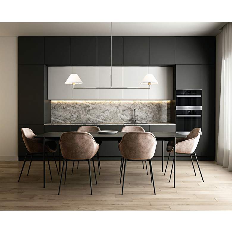 Image 1 Leila 62" Wide Brushed Nickel 2-Light Linear Chandelier in scene