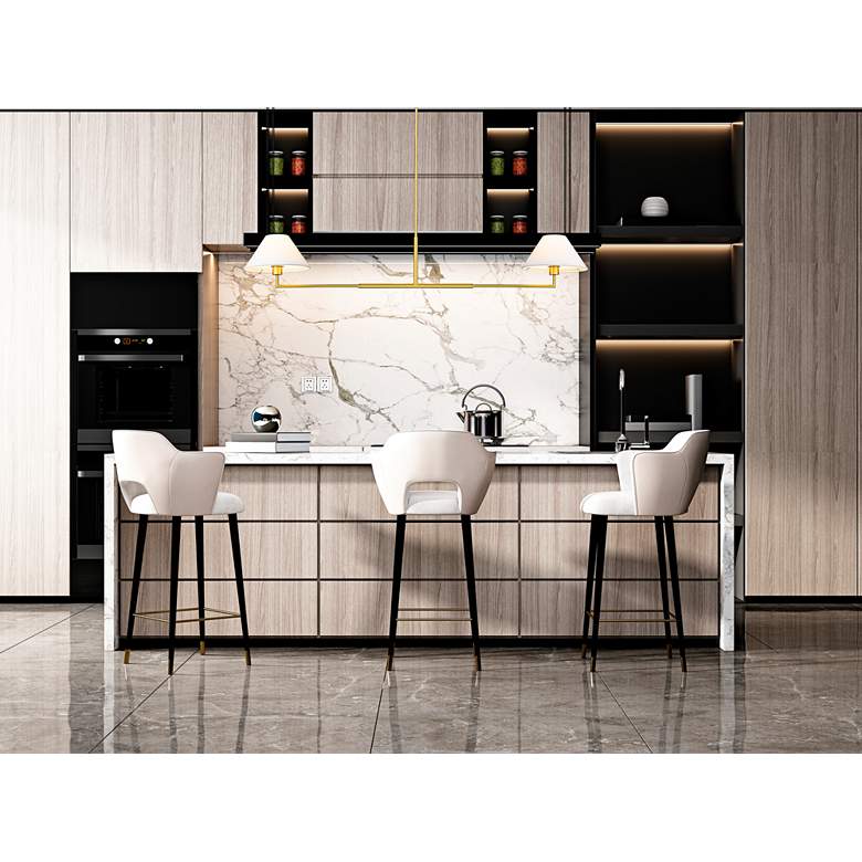 Image 1 Leila 62" Wide Luxe Gold 2-Light Linear Chandelier in scene