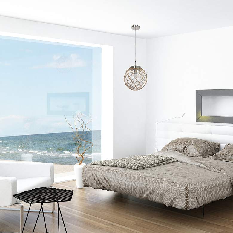 Image 1 Buoy 12" Wide Brushed Nickel Mini Pendant with Clear Shade in scene