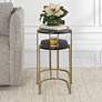 Uttermost Aztec Antique Brass Ebony Stained Nesting Tables Set of 2 in scene