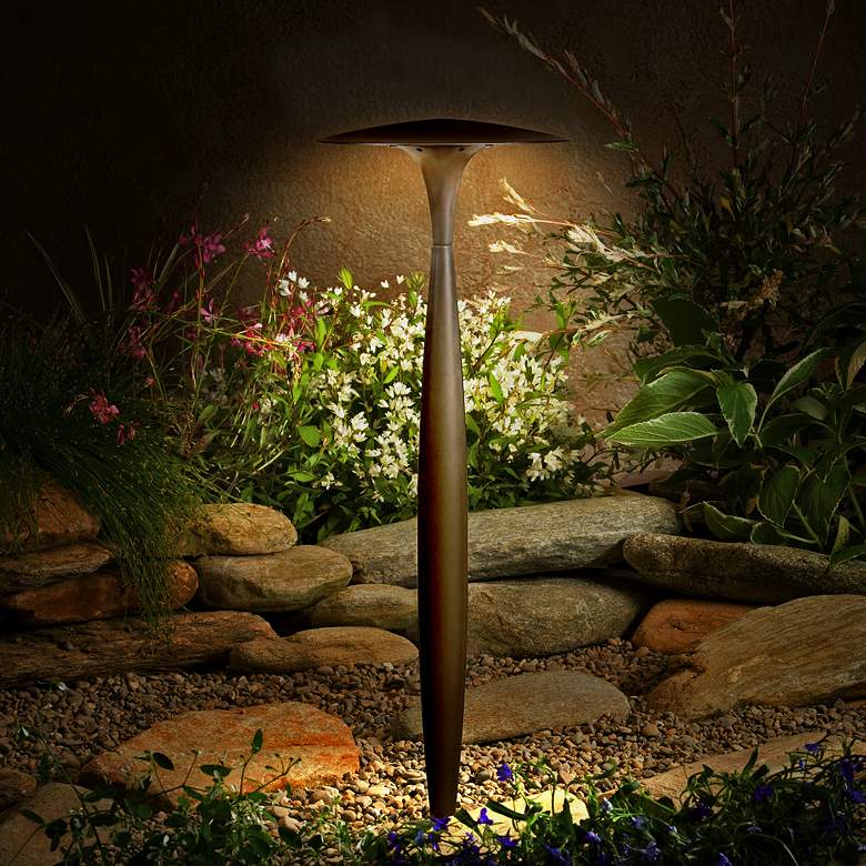 Image 1 Kichler 22 3/4 inch High Broad-Roof LED Bronze Path Light in scene