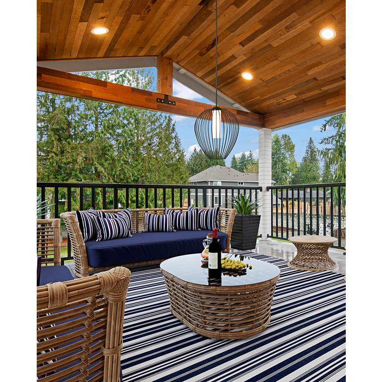 Image 1 Savanti 22" Wide Matte Black Cage Pendant Light in scene