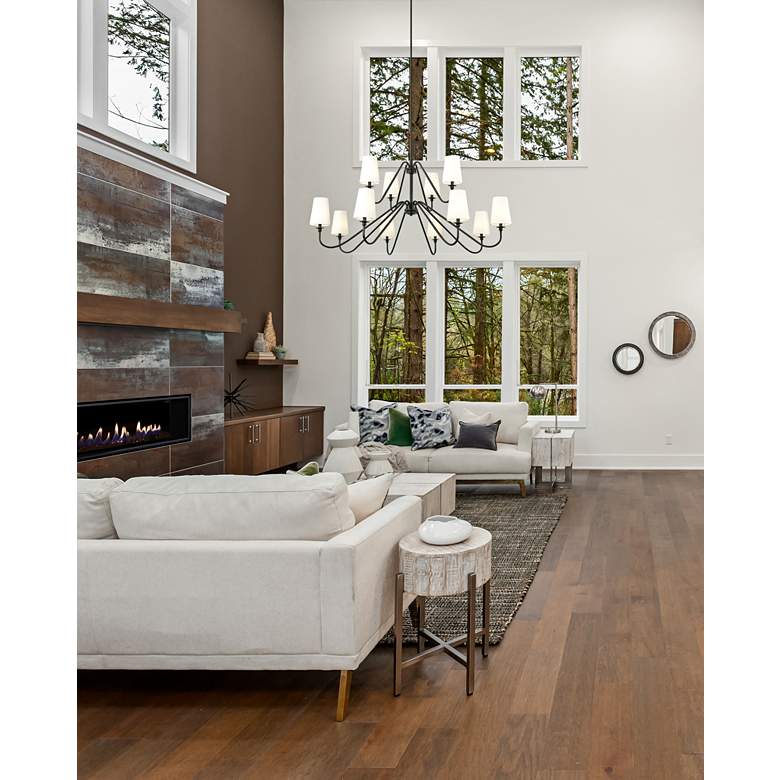 Image 1 Gianna 60 1/4" Wide Matte Black 12-Light 2-Tier Chandelier in scene
