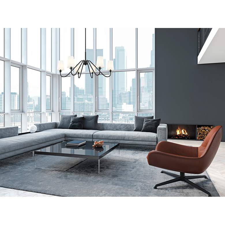 Image 1 Gianna 46 1/4" Wide Matte Black 6-Light Chandelier in scene