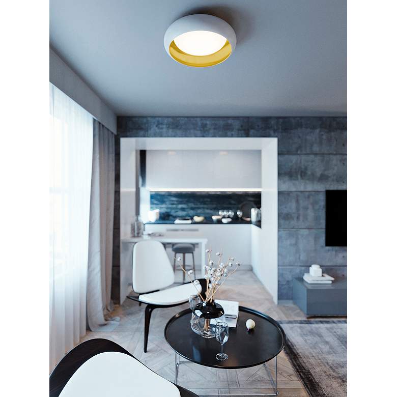 Image 1 Kayce 12" Wide White and Gold LED Ceiling Light in scene