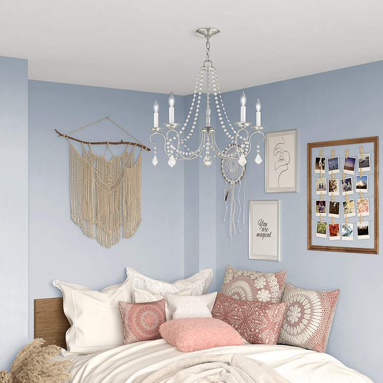 Image 1 Pennington 25" Wide Brushed Nickel 5-Light Chandelier in scene