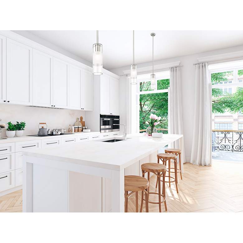 Image 1 Alton 4 3/4" Wide Brushed Nickel Cylinder Mini Pendant in scene