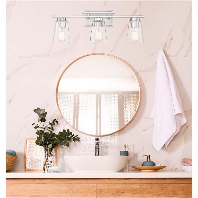 Image 1 Savoy House Calhoun 24" Wide 3-Light Satin Nickel Bath Vanity Light in scene