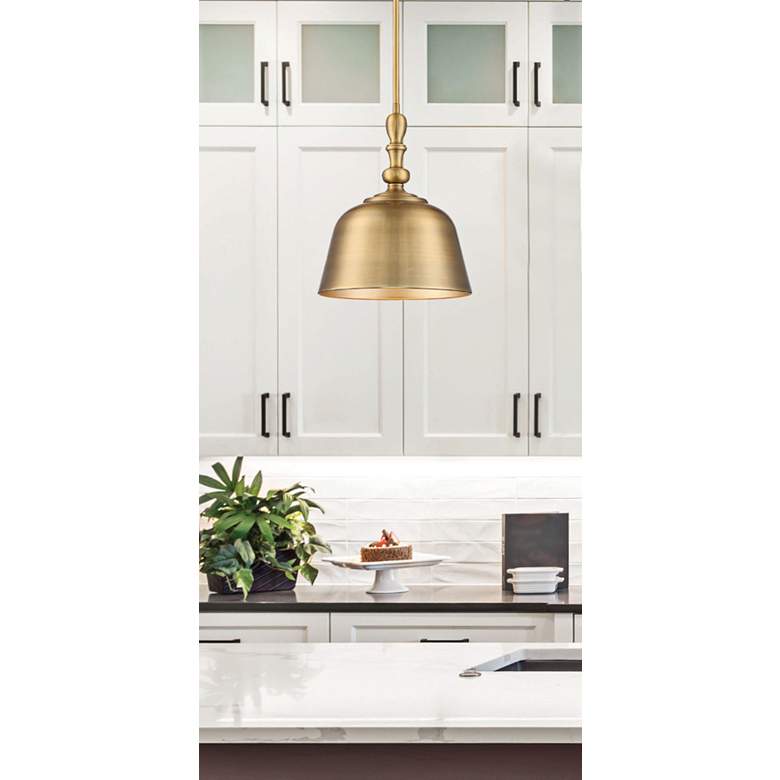 Image 1 Savoy House Berg 12" Wide Warm Brass Bell Mini Pendant in scene