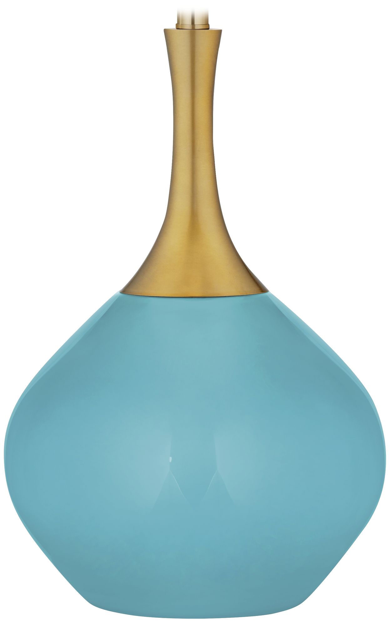 Color Plus Nickki Brass 30 1/2" Coastal Modern Nautilus Blue Lamp