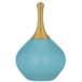 Color Plus Nickki Brass 30 1/2&quot; Coastal Modern Nautilus Blue Lamp