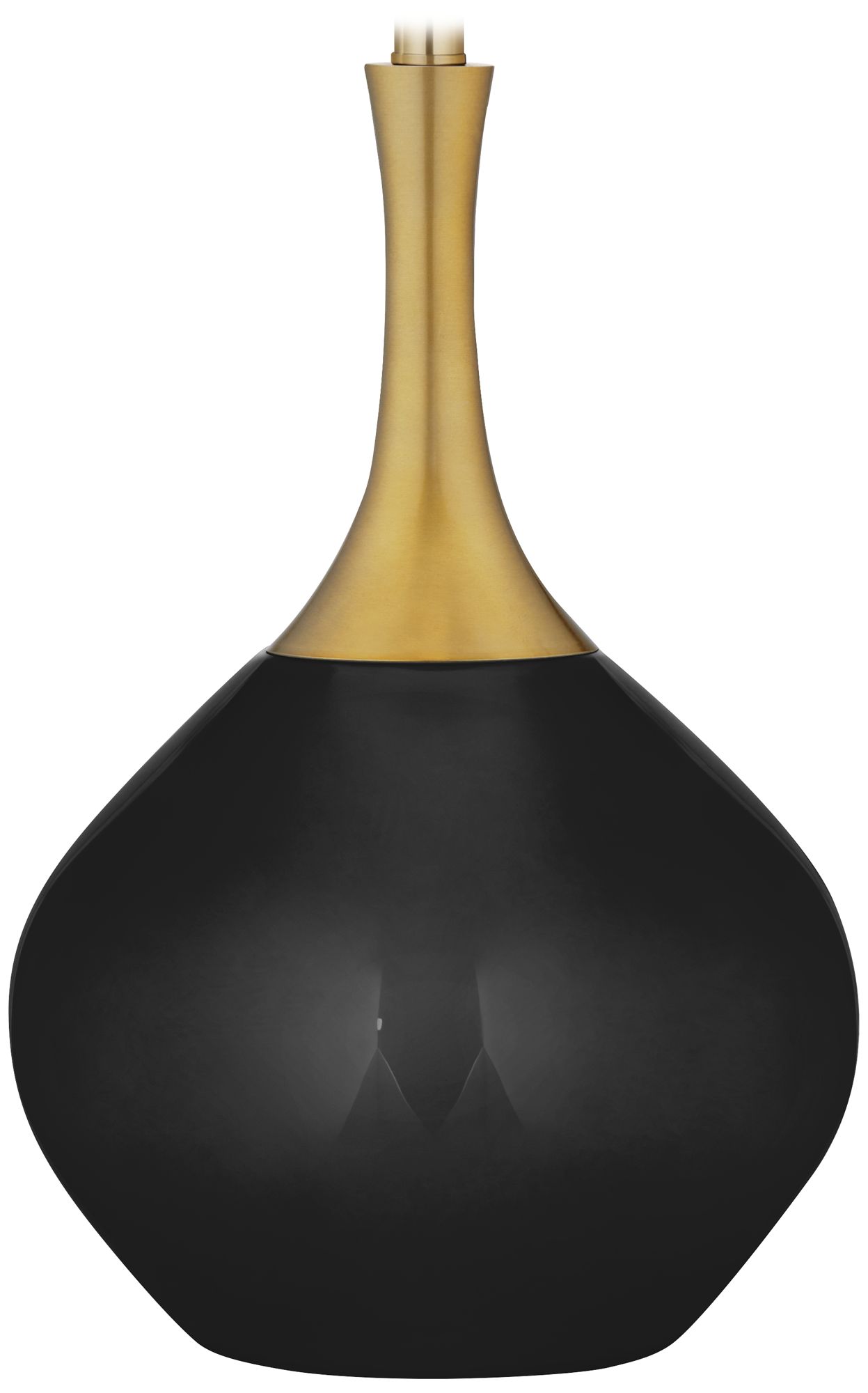 Color Plus Nickki Brass 30 1/2" Tricorn Black Modern Glass Table Lamp