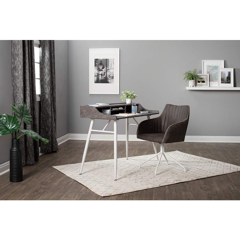 Image 1 Woodford 41 1/4" Wide White and Cement Writing Desk in scene