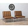 Ashlar Caramel Brown Bonded Leather Tufted Accent Chair in scene