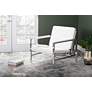Atlas White Blended Leather Chrome Steel Accent Chair in scene