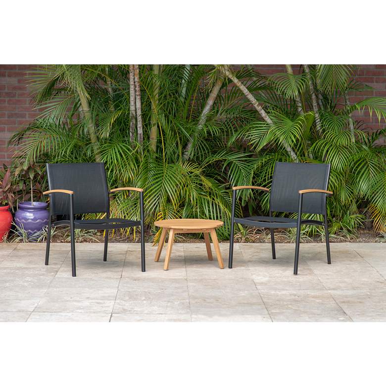 Image 1 Amazonia Trevi 3-Piece Black and Teak Eucalyptus Sofa Set in scene