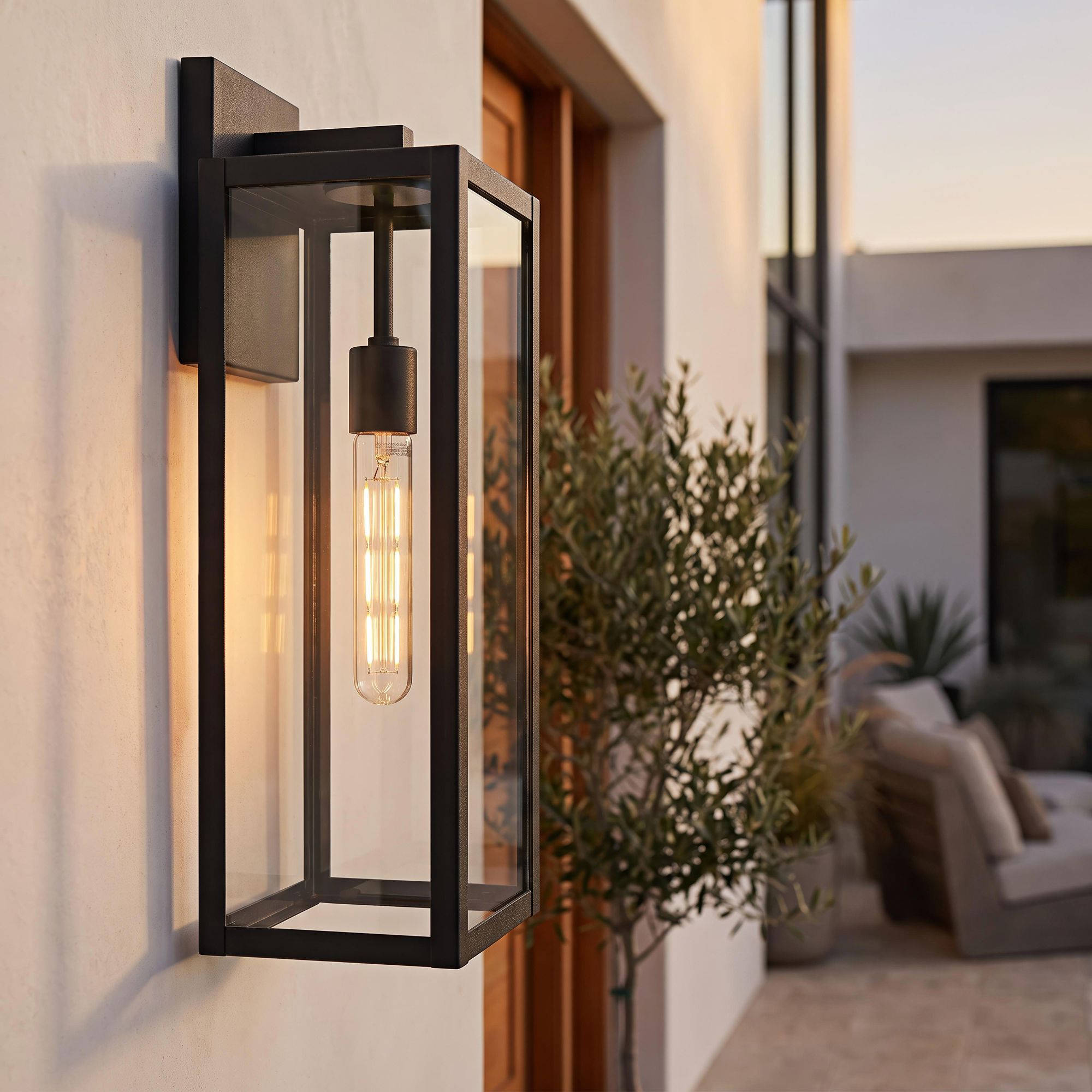 Image 1 John Timberland Titan 20" High Mystic Black Outdoor Wall Light in scene