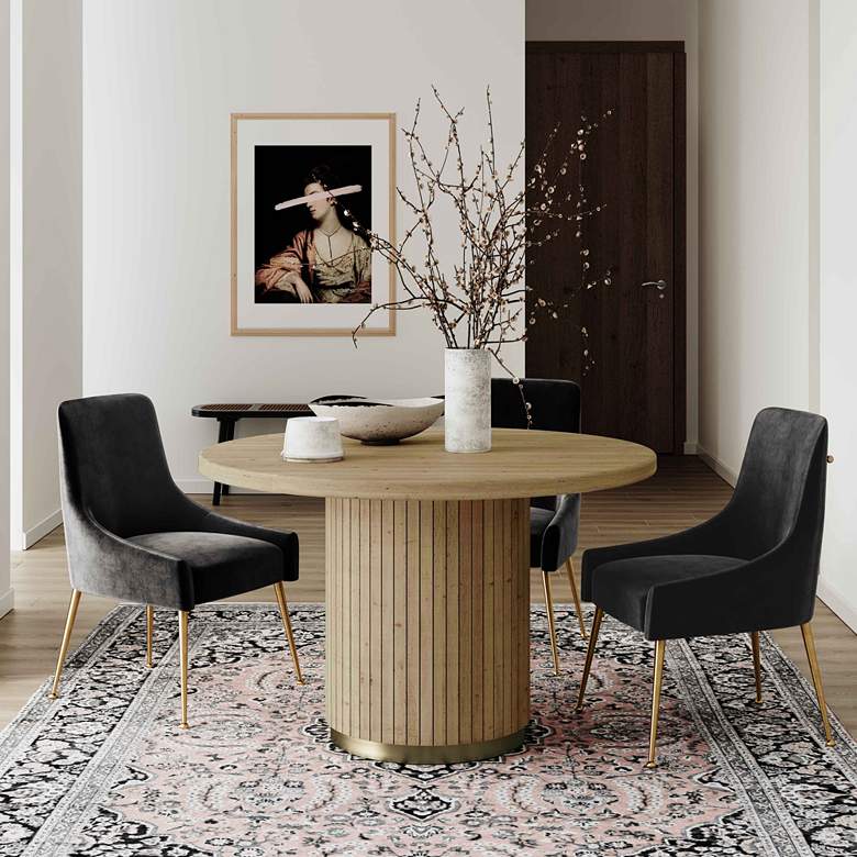 Image 1 TOV Chelsea 47 1/4" Wide Modern Round Natural Oak Round Dining Table in scene