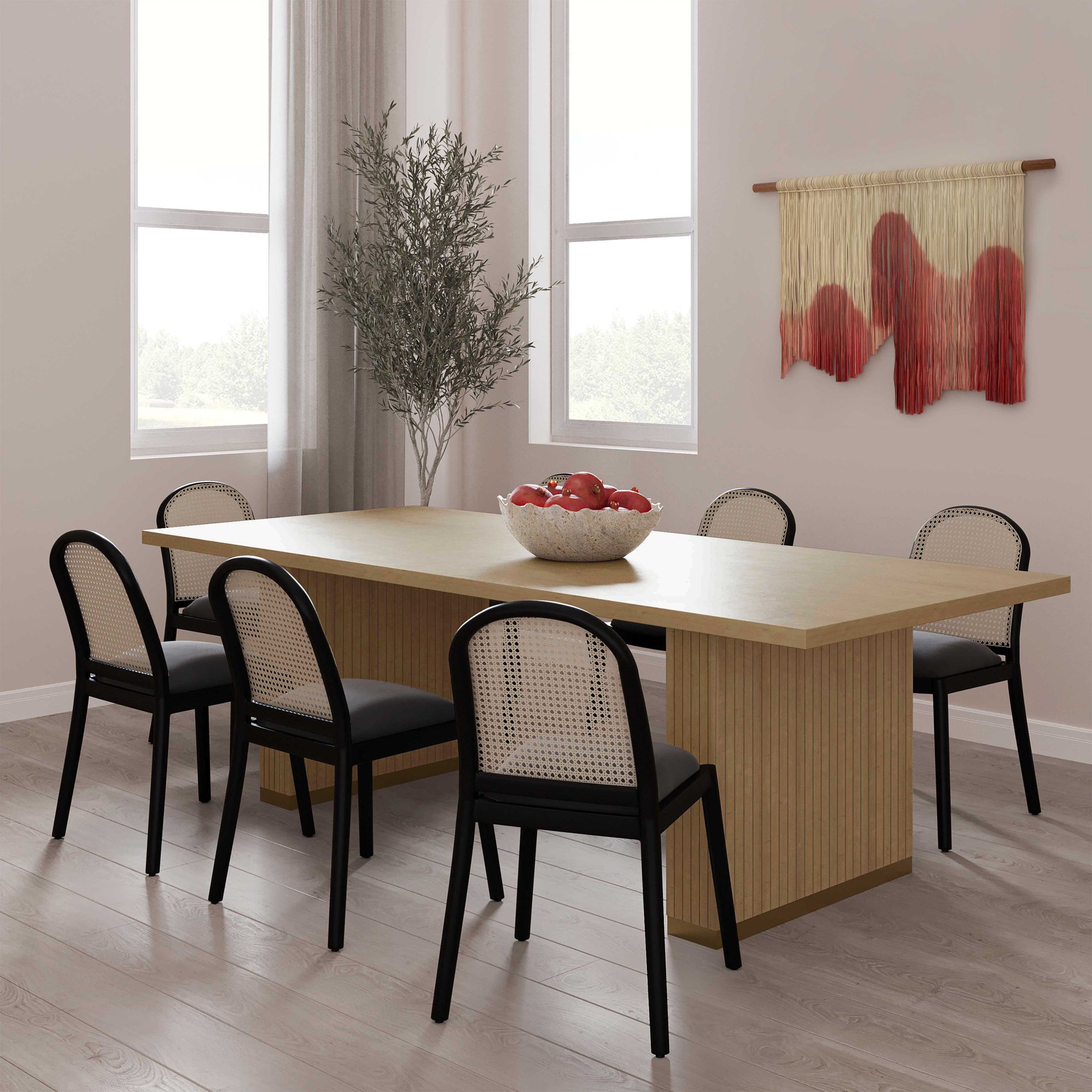 Image 1 TOV Chelsea 96" Wide Modern Rectangular Natural Oak Wood Dining Table in scene