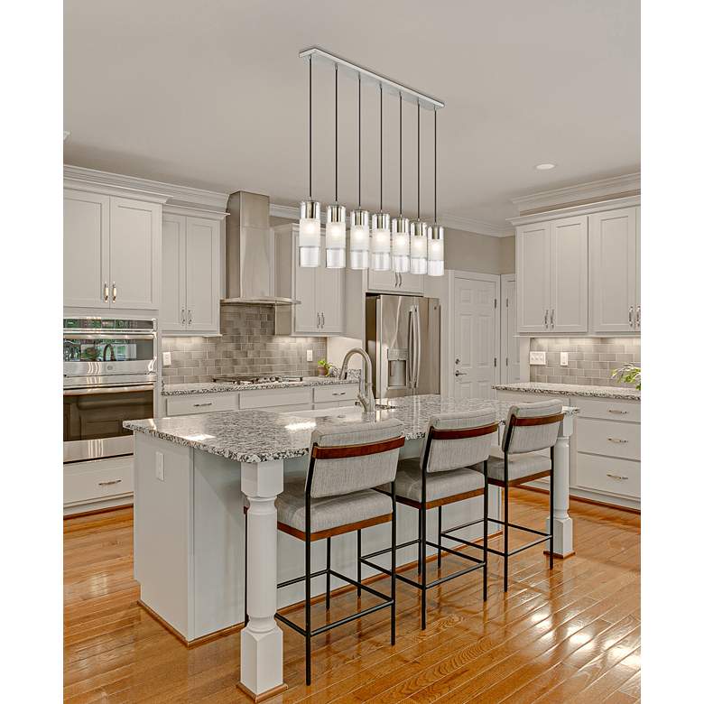 Image 1 Alton 54" Wide Brushed Nickel 7-Light Linear Pendant in scene