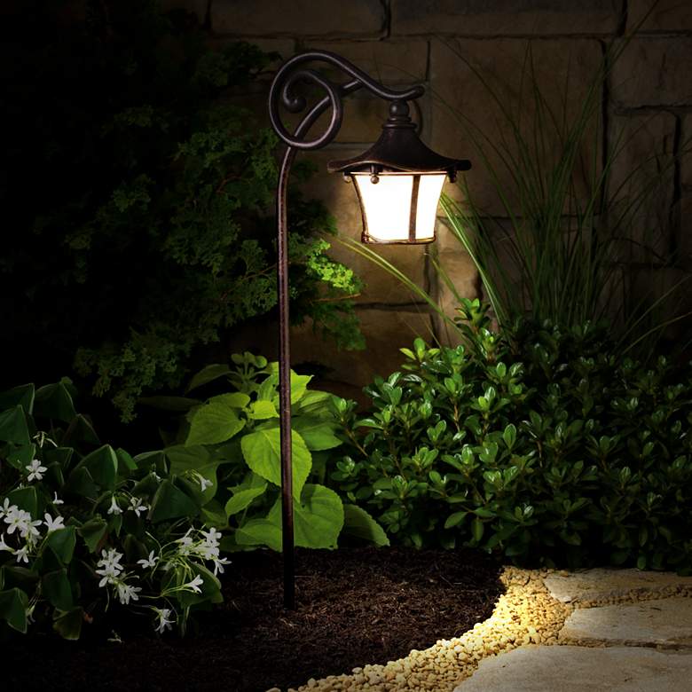 Image 1 Kichler Cotswold Lantern Style Aged Bronze Path Light in scene