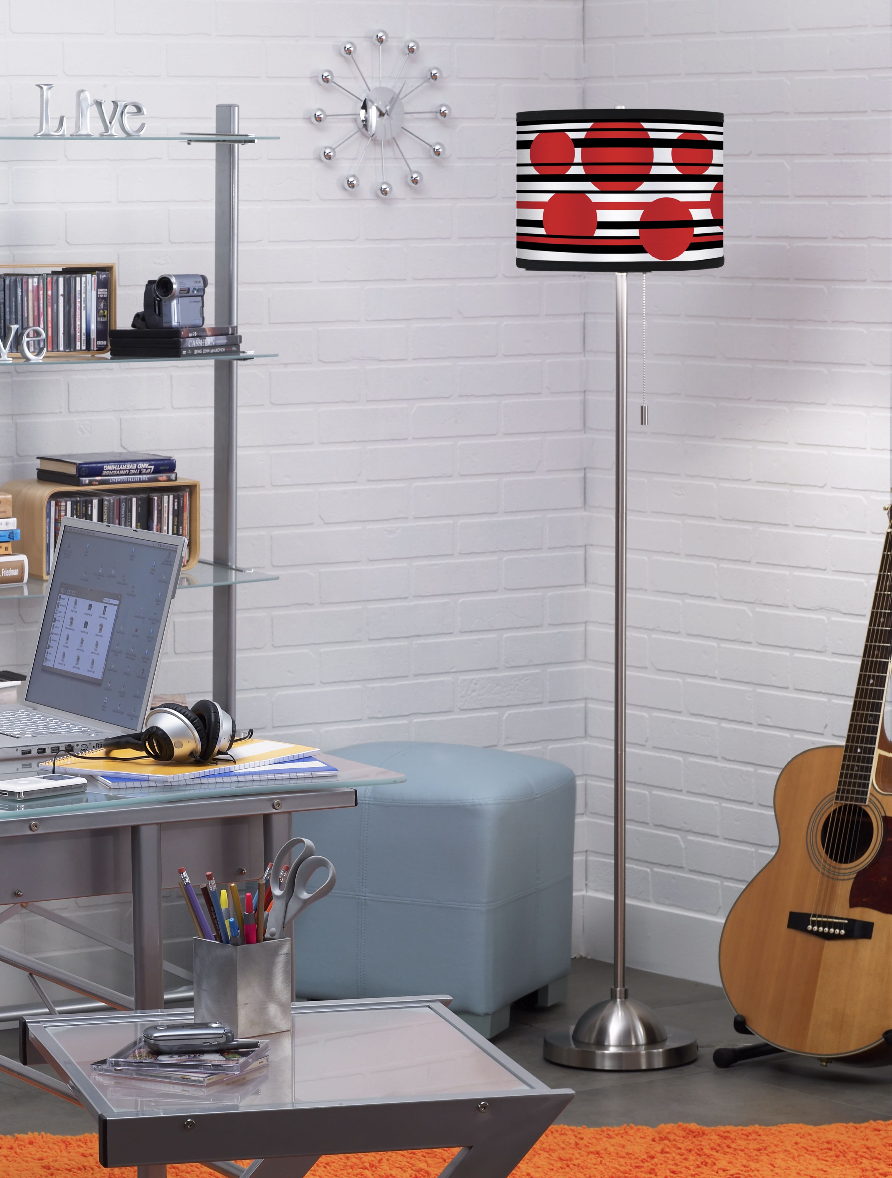 Image 1 Giclee Circles and Lines Shade Floor Lamp in scene