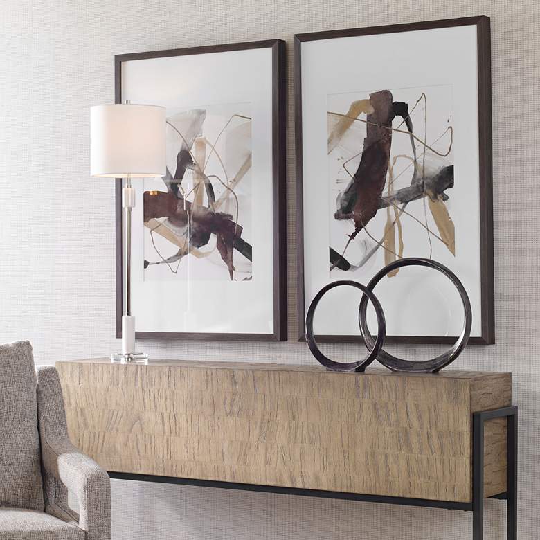 Image 1 Burgundy Interjection 39 1/2"H 2-Piece Framed Wall Art Set in scene