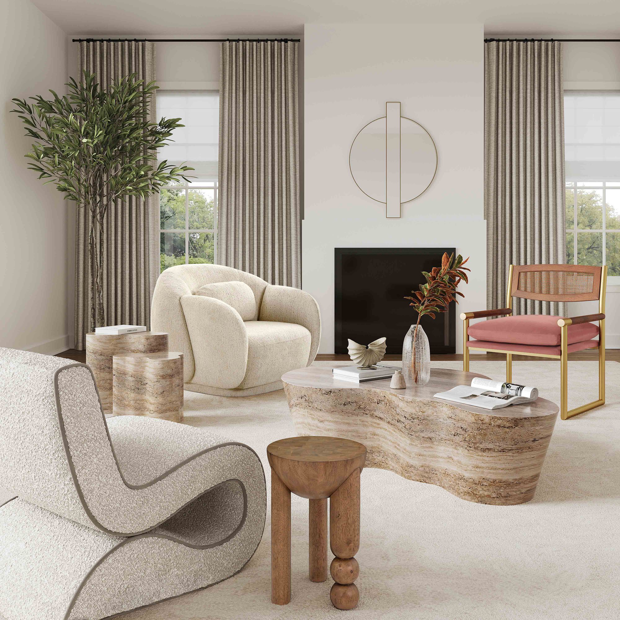 TOV Slab 59 1/2" Wide Modern Natural Travertine Coffee Table in scene