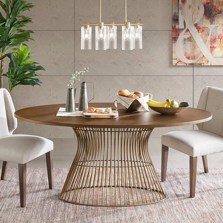 Image 1 INK + IVY Mercer 68" Wide Bronze Oval Dining Table in scene