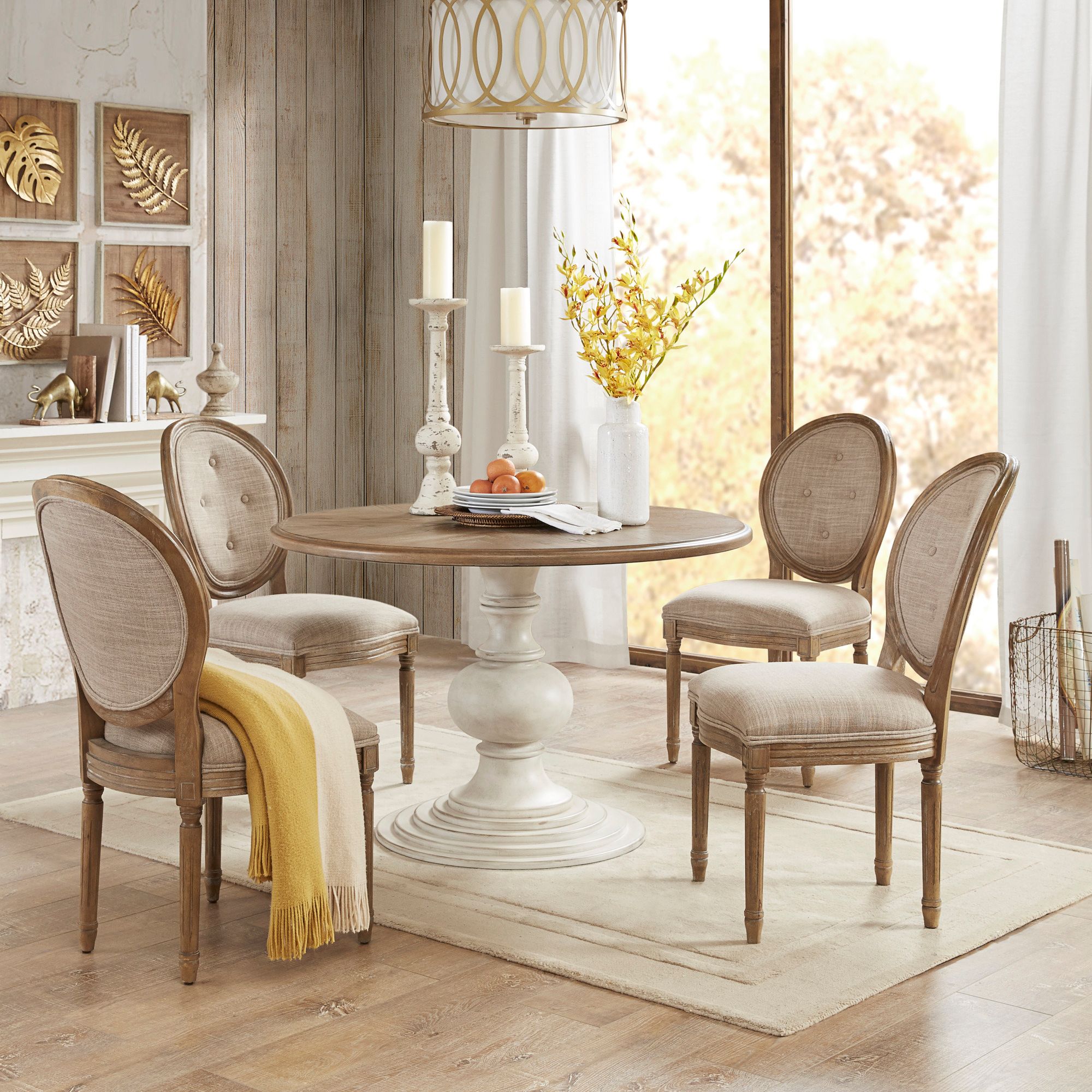 cream circular dining table