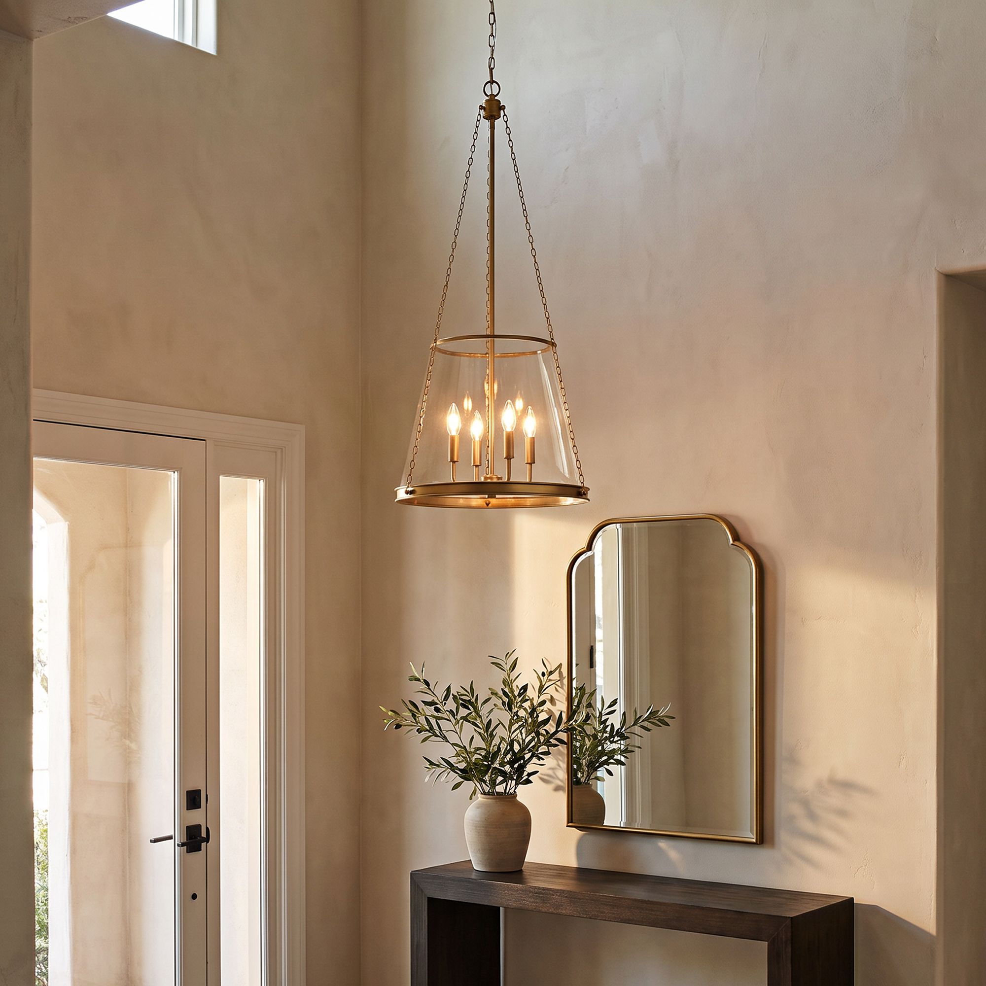 Image 1 Z-Lite Prescott 18" Wide Rubbed Brass Metal 4-Light Cone Pendant in scene