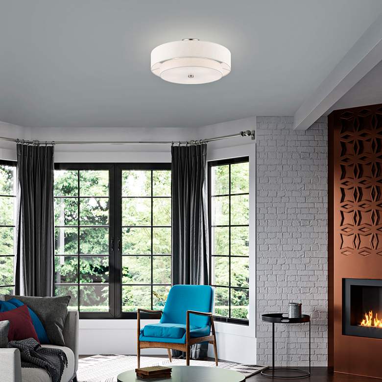 Image 1 Livex Meridian 22" Wide Brushed Nickel Double Drum Ceiling Light in scene