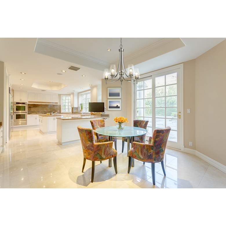 Image 1 Z-Lite 5 Light Chandelier in Brushed Nickel Finish in scene