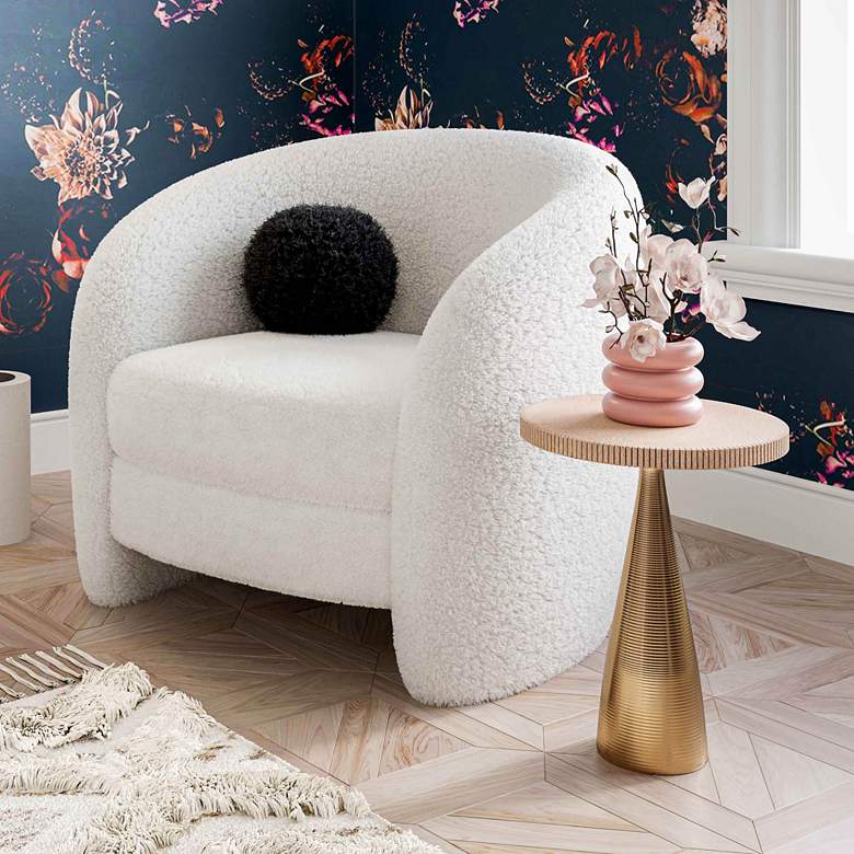 Image 1 TOV New Zealand Black Sheepskin 16" Round Decorative Pillow in scene