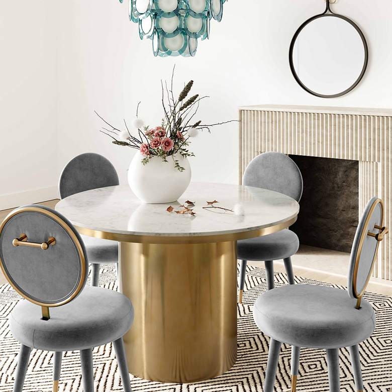 Image 1 TOV Kylie 21" Wide Light Gray Velvet Fabric Modern Dining Chair in scene