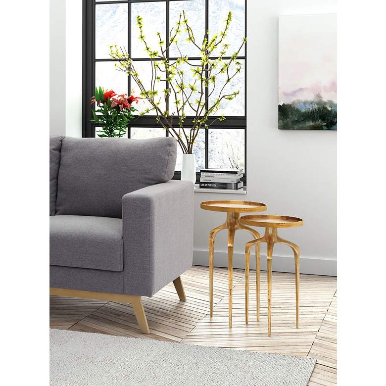 Image 1 Zuo Como Antique Gold Tripod Accent Modern Tables Set of 2 in scene