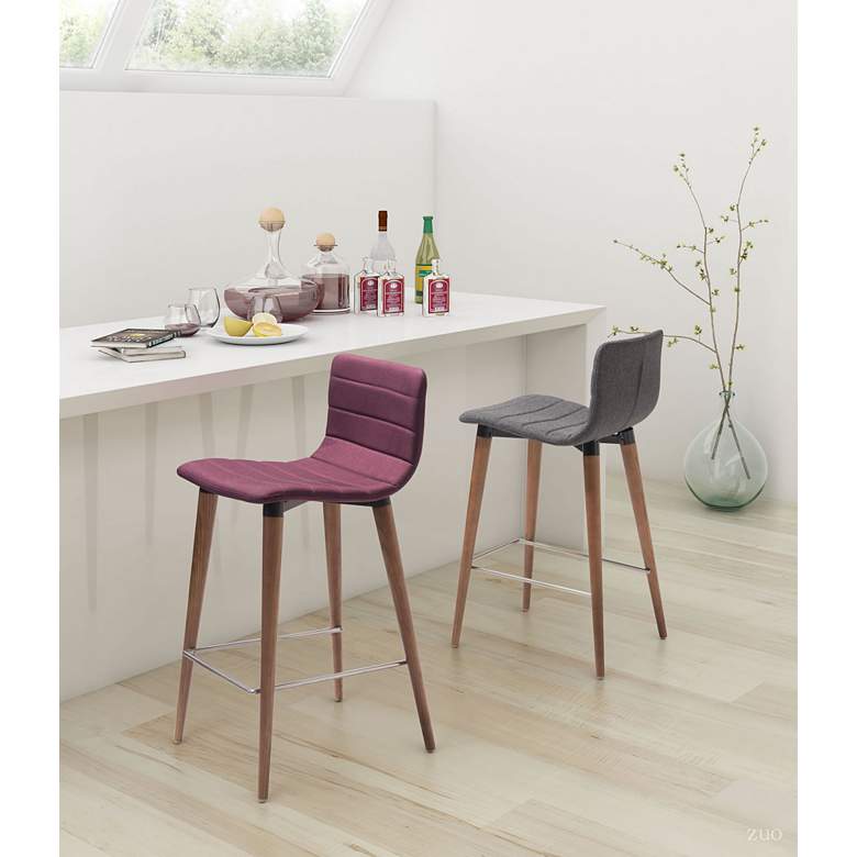 Image 1 Zuo Jericho 26" Gray Fabric Modern Counter Stools Set of 2 in scene