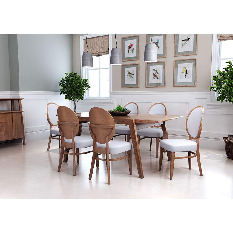 Image 1 Zuo Regents Gray Fabric and Walnut Dining Chairs Set of 2 in scene