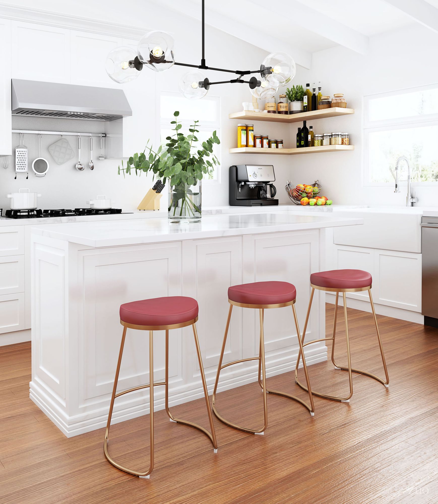 Burgundy leather store bar stools