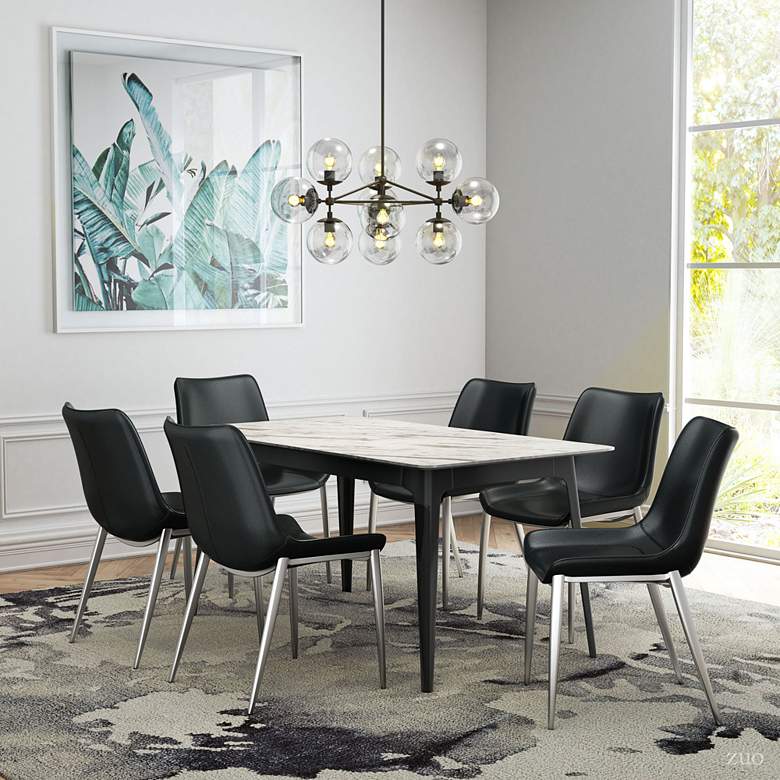 Image 1 Zuo Magnus Black Faux Leather Dining Chairs Set of 2 in scene