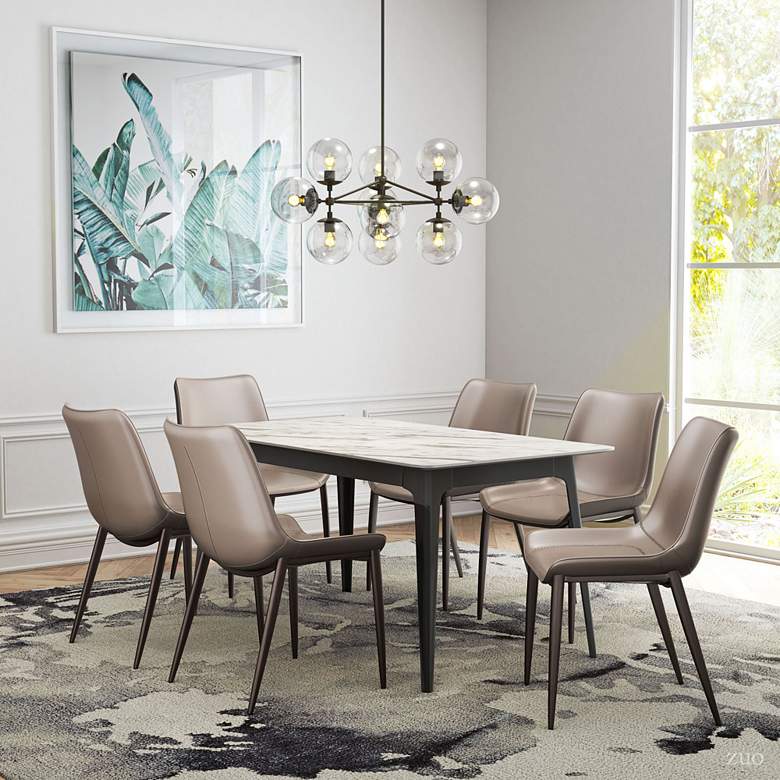 Image 1 Zuo Magnus Gray Faux Leather Dining Chairs Set of 2 in scene