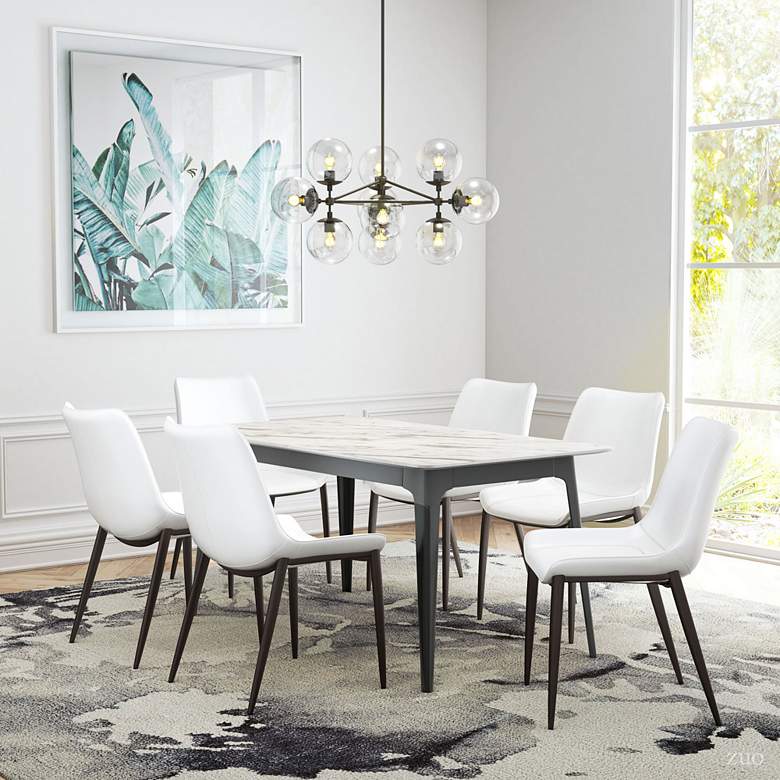 Image 1 Zuo Magnus White Faux Leather Dining Chairs Set of 2 in scene