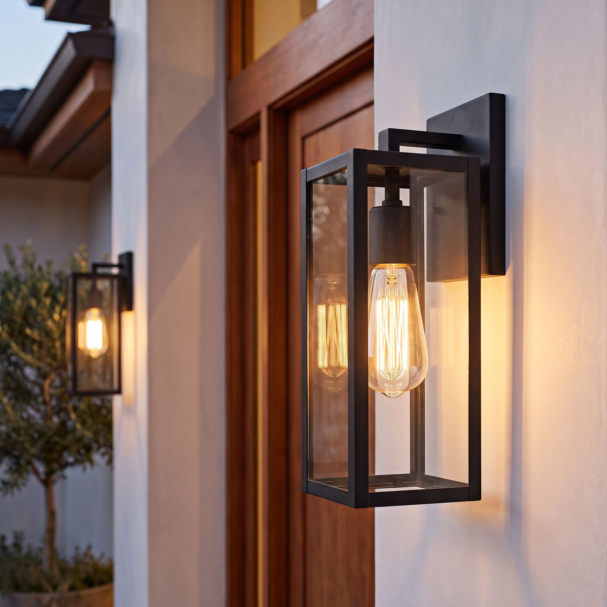 Image 1 John Timberland Titan 14 1/4" Mystic Black Outdoor Lights Set of 2 in scene