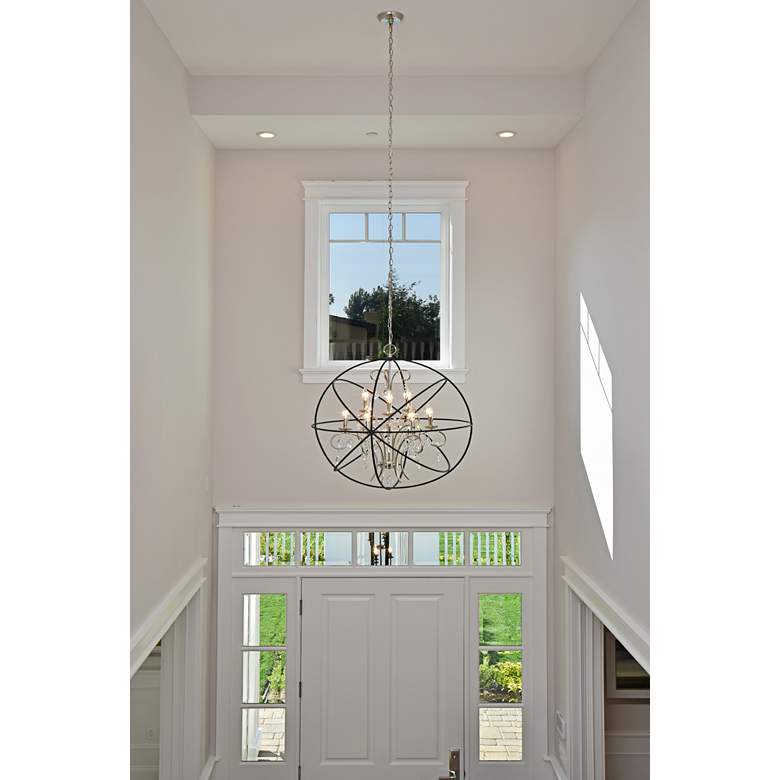 Image 1 Maxim Orbit 30" Wide Anthracite and Nickel 9-Light Chandelier in scene
